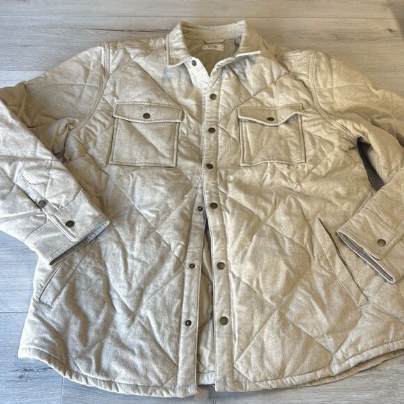 Marine layer Olin Quilted‎ Overshirt Beige XL NWOT - Picture 5 of 7